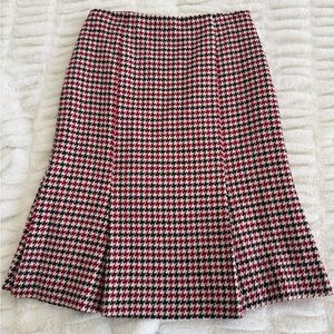 Talbots Woolen A-Line Houndstooth Skirt - Red, Black, and White Size SP NEW